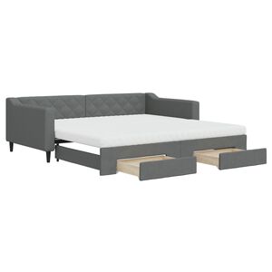 vidaXL Sof&aacute;-cama c/ gavet&atilde;o/gavetas 100x200 cm tecido cinzento-escuro