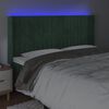 vidaXL Cabeceira de cama c/ LED veludo 203x16x118/128 cm verde-escuro