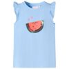 T-shirt para crian&ccedil;a manga com folhos azul-claro 128