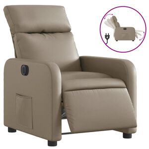vidaXL Poltrona reclin&aacute;vel el&eacute;trica couro artificial cor cappuccino