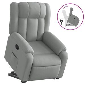 vidaXL Poltrona reclin&aacute;vel elevat&oacute;ria el&eacute;trica tecido cor creme