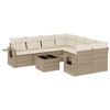 vidaXL 9 pcs conjunto de sof&aacute;s p/ jardim com almofad&otilde;es vime PE bege