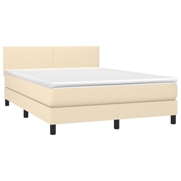 vidaXL Cama com molas/colch&atilde;o 140x190 cm tecido cor creme