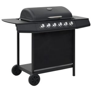 vidaXL Grelhador/BBQ a g&aacute;s com 6 zonas de cozinhar a&ccedil;o preto