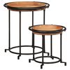 vidaXL 2 pcs Conjunto de mesa de apoio madeira de ac&aacute;cia maci&ccedil;a