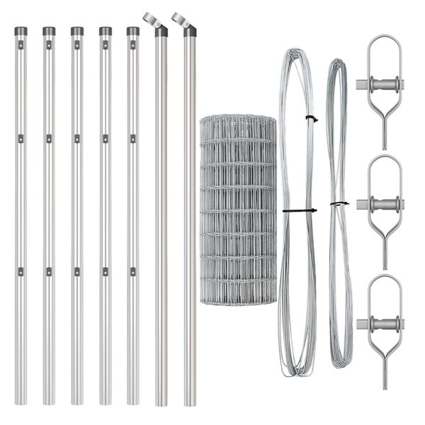 vidaXL Cerca com Poste Prateado 0,6 x 10 m A&ccedil;o e PVC