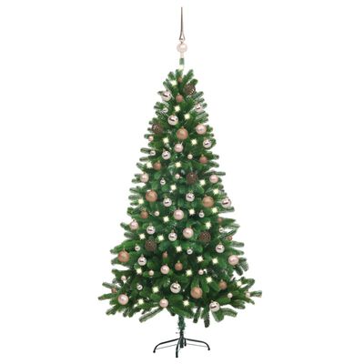 vidaXL Árvore Natal artificial pré-iluminada c/ bolas 180 cm verde