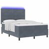 vidaXL Cama Box Spring LED Cinza Escuro 140 x 190 cm tecido