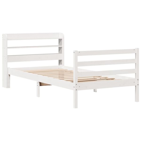 vidaXL Estrutura cama c/ cabeceira 75x190 cm pinho maci&ccedil;o