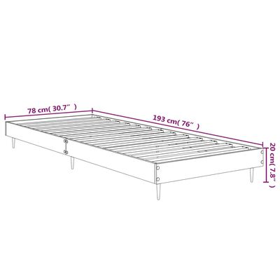 vidaXL Estrutura de cama 75x190 cm derivados de madeira preto