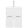 vidaXL Armário lavatório + lavatório embutido contra. branco brilhante