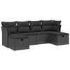 vidaXL 6 pcs conjunto sof&aacute;s de jardim c/ almofad&otilde;es vime PE preto