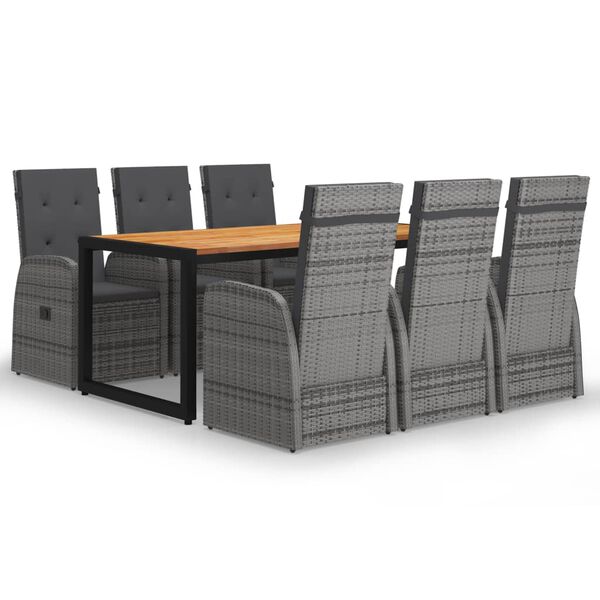 vidaXL 7 pcs conjunto de jantar para jardim cinzento