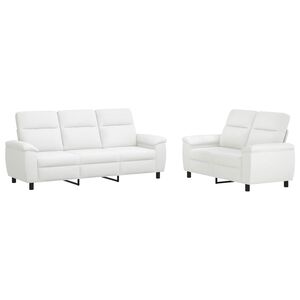 vidaXL Conjunto de Sof&aacute;s 2 pcs Branco Tecido