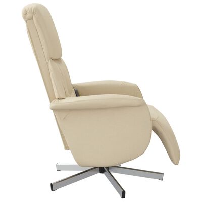 vidaXL Cadeira de massagens reclinável com apoio de pés tecido creme