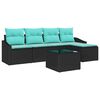 vidaXL Conjunto de Sof&aacute;s com almofada 6 pcs Preto vime PE