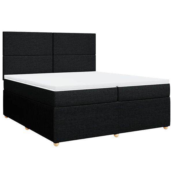 vidaXL Cama com molas/colch&atilde;o 200x200 cm tecido preto