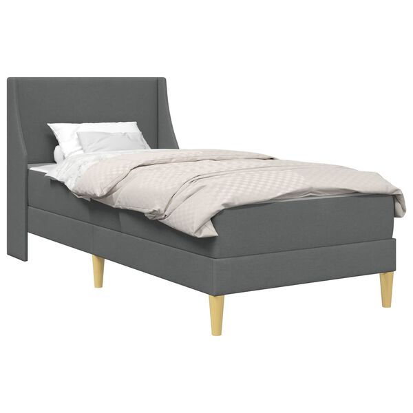 vidaXL Estrutura de cama com colch&atilde;o Cinza Escuro 90 x 200 cm tecido