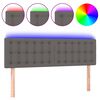 vidaXL Cabeceira cama c/ LED 144x5x78/88cm couro artificial cinzento
