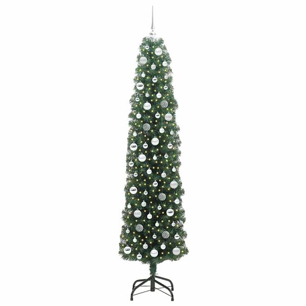 vidaXL &Aacute;rvore de Natal Artificial Verde 210 cm PVC e A&ccedil;o e Pl&aacute;stico