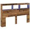 vidaXL Arm&aacute;rio de cabeceira com luzes LED 160x17x102 cm madeira velha