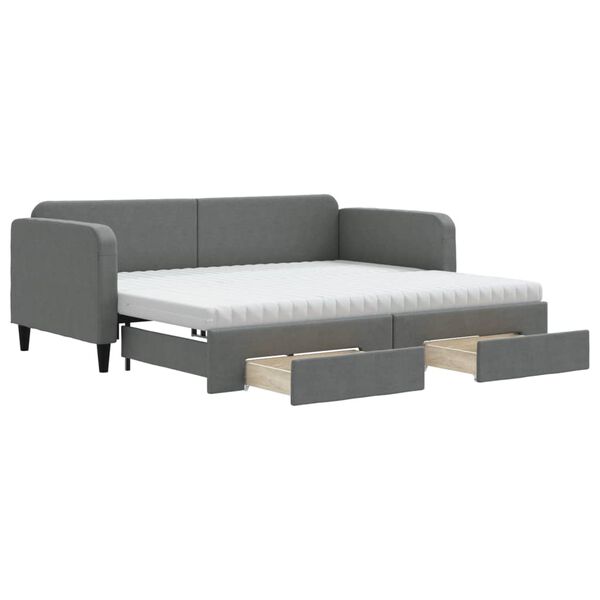 vidaXL Sof&aacute;-cama c/ gavet&atilde;o e gavetas 90x190 cm tecido cinzento-escuro
