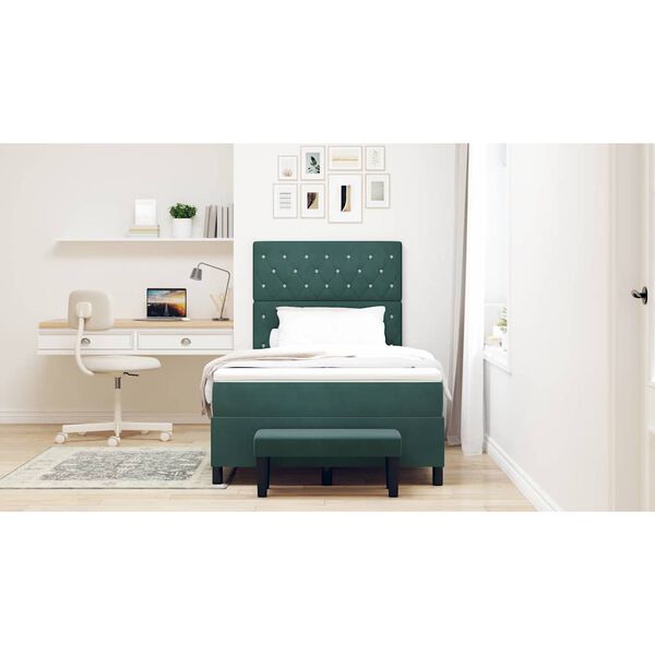 vidaXL Cama Box com colch&atilde;o Verde Escuro 120 x 200 cm Veludo