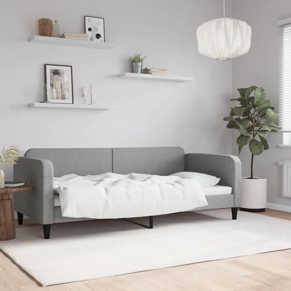 vidaXL Sof&aacute;-cama 90x200 cm tecido cinzento-claro