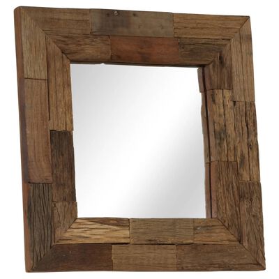 vidaXL Espelho em madeira recuperada maciça 50x50 cm