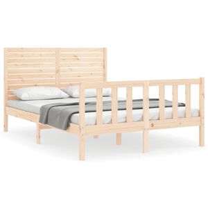 vidaXL Estrutura de cama de casal com cabeceira madeira maci&ccedil;a