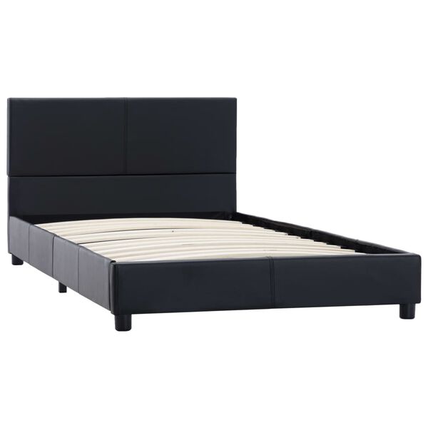vidaXL Estrutura de cama 90x200 cm couro artificial preto