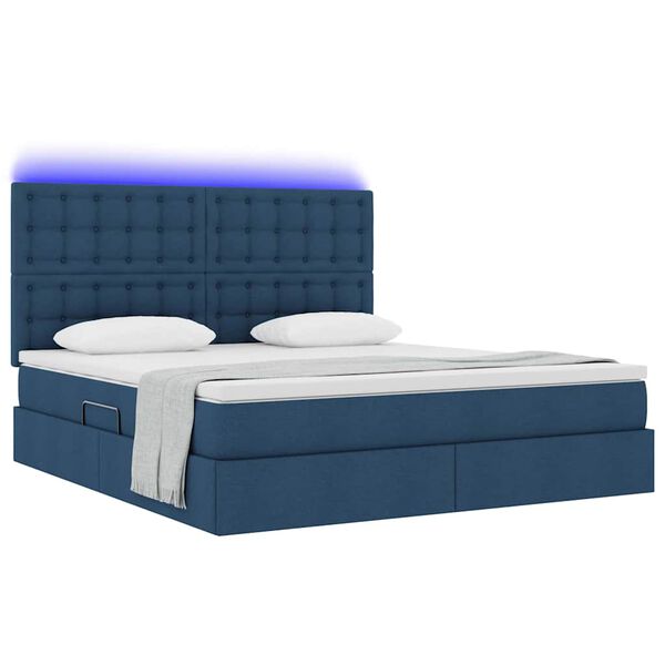 vidaXL Cama com arruma&ccedil;&atilde;o e LED Azul 180 x 200 cm Poli&eacute;ster