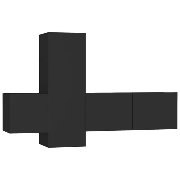 vidaXL 3 pcs conjunto de móveis de TV derivados de madeira preto