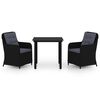 vidaXL 3 pcs conjunto de jantar para jardim preto