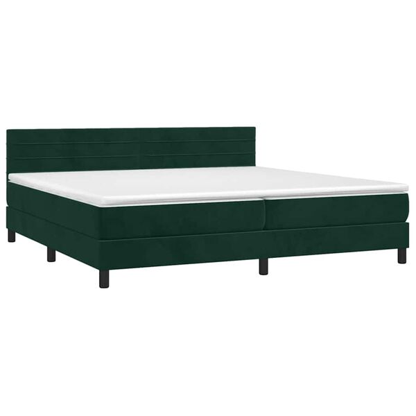 vidaXL Cama com molas/colch&atilde;o 200x200 cm veludo verde-escuro