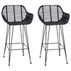 vidaXL Cadeira de Bar 2 unid. Preto 55 x 52 x 92 cm Rattan e Ferro