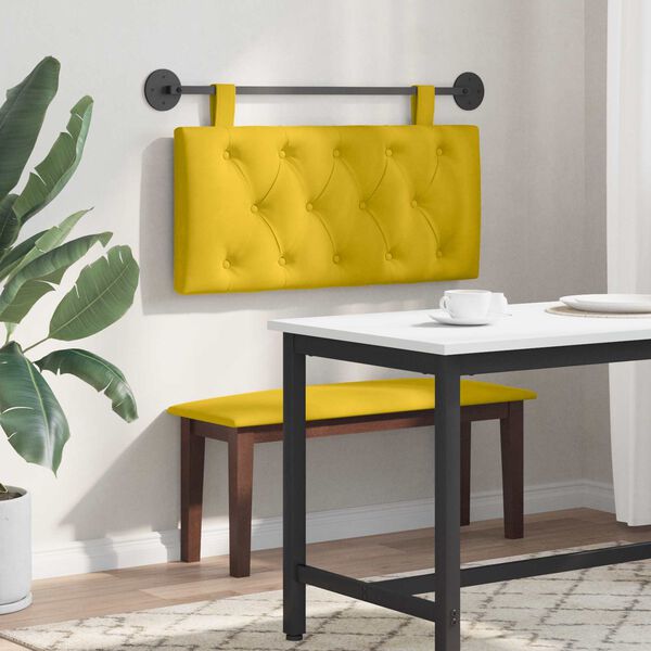 vidaXL Cabeceira Suspensa Amarelo 90 x 55 x 7 cm Veludo