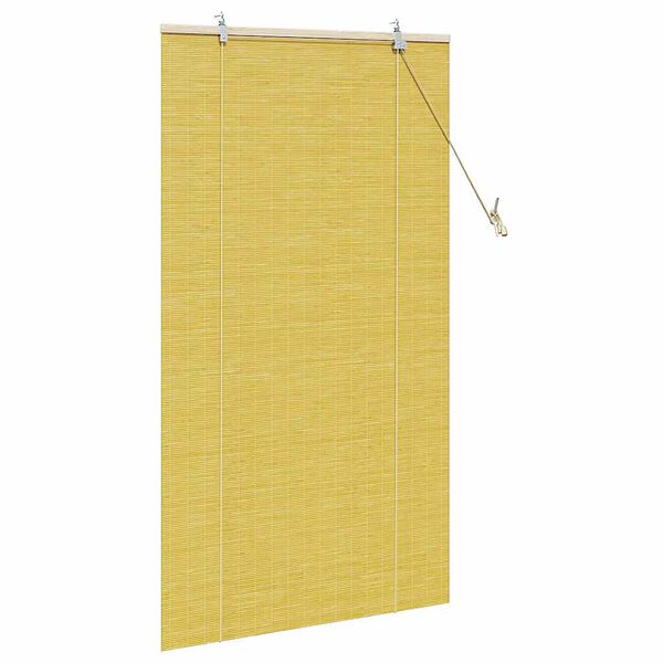 vidaXL Estores de rolo com cortinas Manual Amarelo 80 x 160 cm Bambu