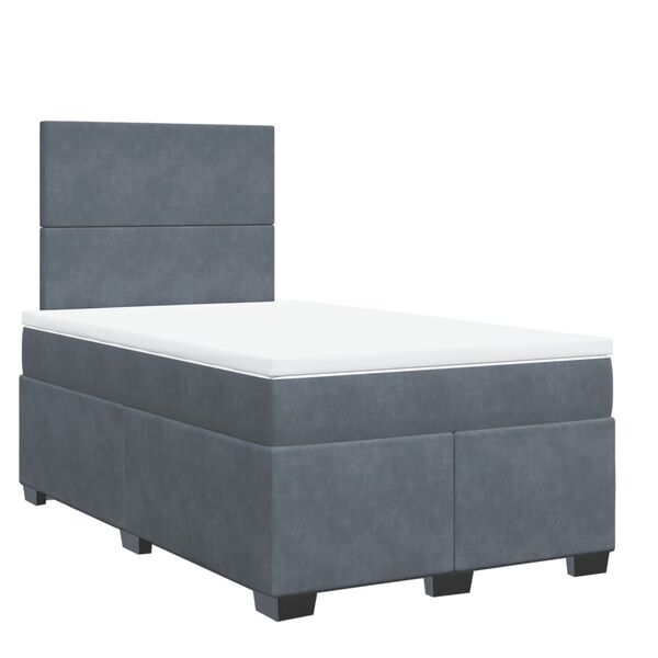 vidaXL Cama boxspring com colch&atilde;o 120x190 cm veludo cinzento-escuro