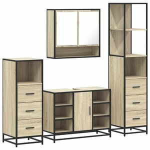 vidaXL 4 pcs conj. m&oacute;veis casa banho derivados madeira carvalho sonoma