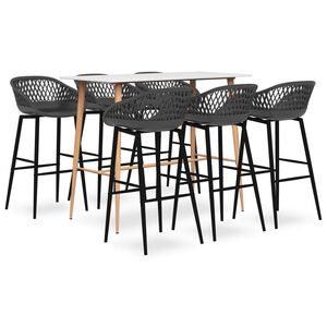 vidaXL 7 pcs conjunto de bar branco e cinzento