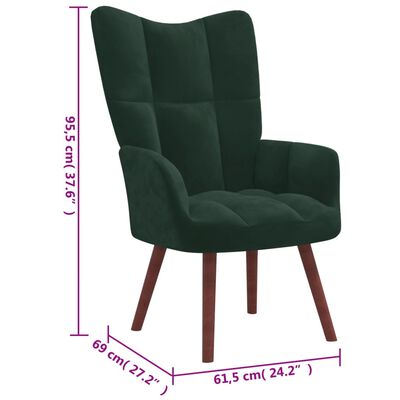 vidaXL Cadeira de descanso com banco veludo verde-escuro