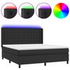 vidaXL Cama box spring c/ colchão/LED 180x200cm couro artificial preto