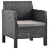 vidaXL Cadeira de jardim com almofada antracite 63x65x76 cm PP Rattan