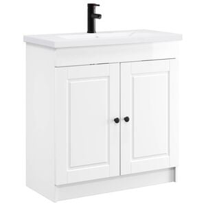 vidaXL Conjunto de M&oacute;veis para Banheiro Branco Brilhante