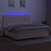 vidaXL Cama box spring c/ colch&atilde;o e LED 200x200 cm tecido cor creme
