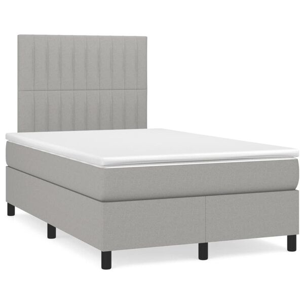 vidaXL Cama boxspring com colch&atilde;o 120x190 cm tecido cinzento-claro