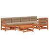 vidaXL Conjunto de Lounge de Jardim 6 pcs Castanho Cera