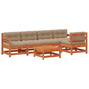 vidaXL Conjunto de Lounge de Jardim 6 pcs Castanho Cera