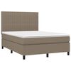 vidaXL Cama box spring colch&atilde;o/LED 140x200 cm tecido cinza-acastanhado